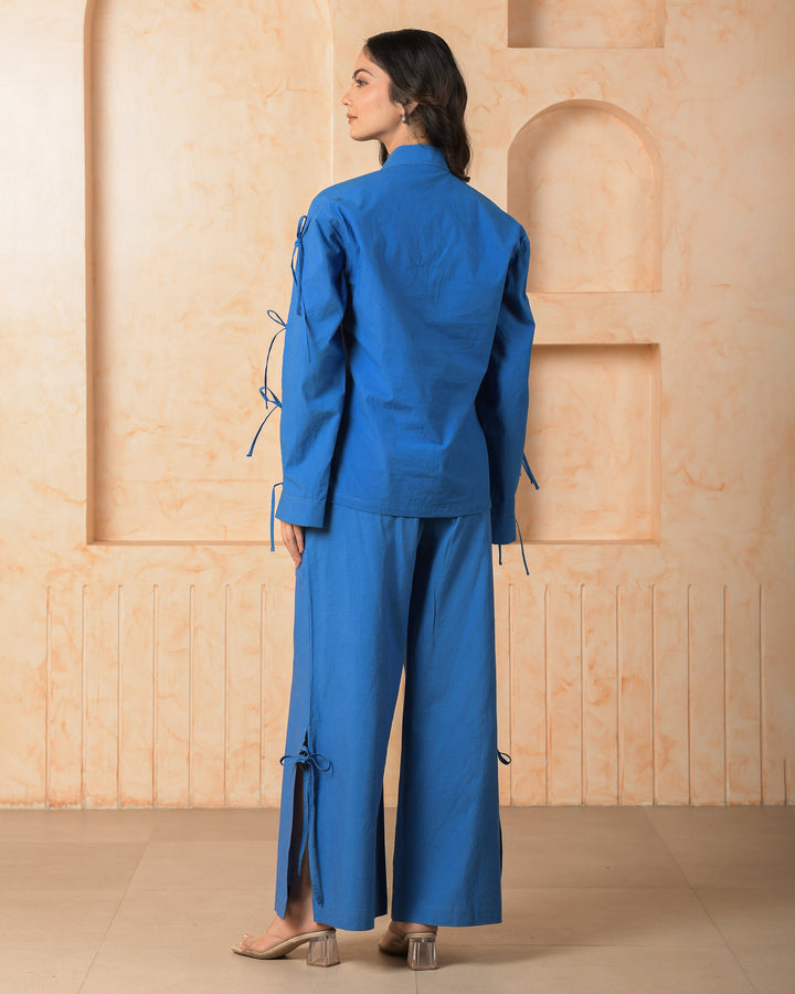 Garnet Blue Solid Cotton Coord Set