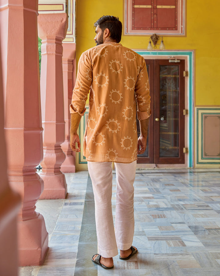 Devraj Brown Bandhani Chanderi Kurta
