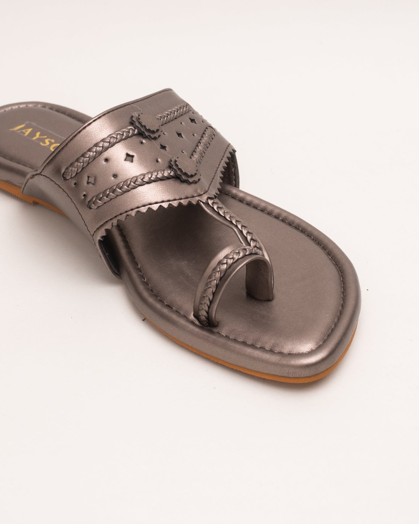 Milan Gunmetal Solid Kolha Flats 