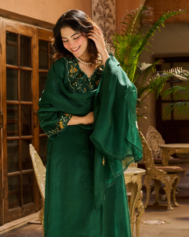 Vanya Green Embroidered Doria Suit Set