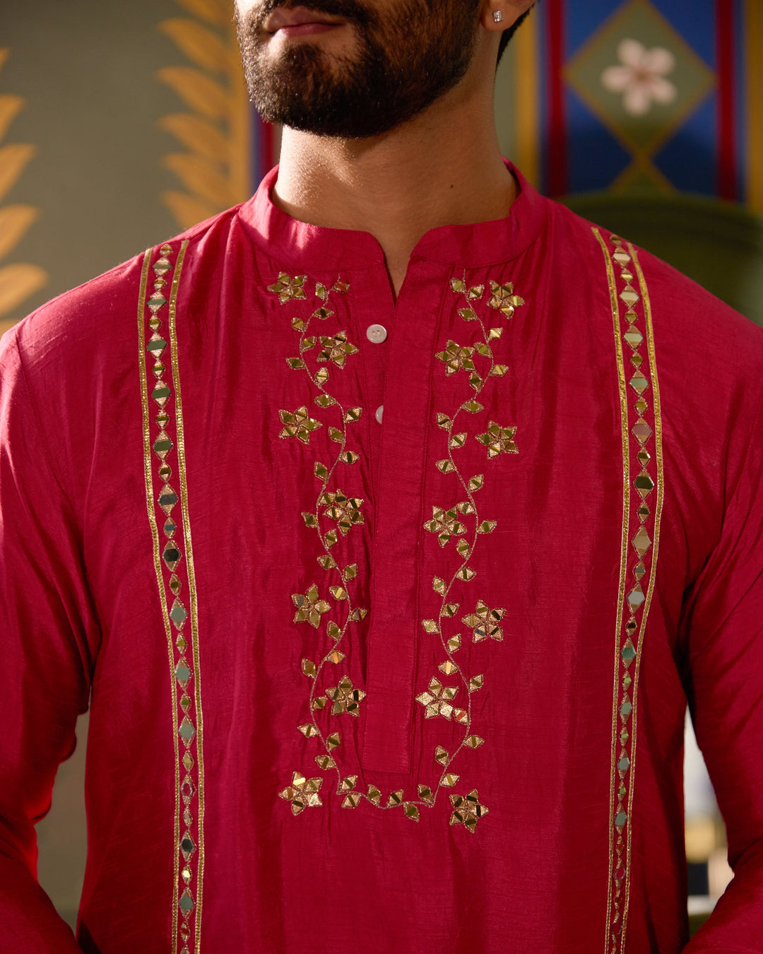 Devdas Pink Silk Embroidered Kurta