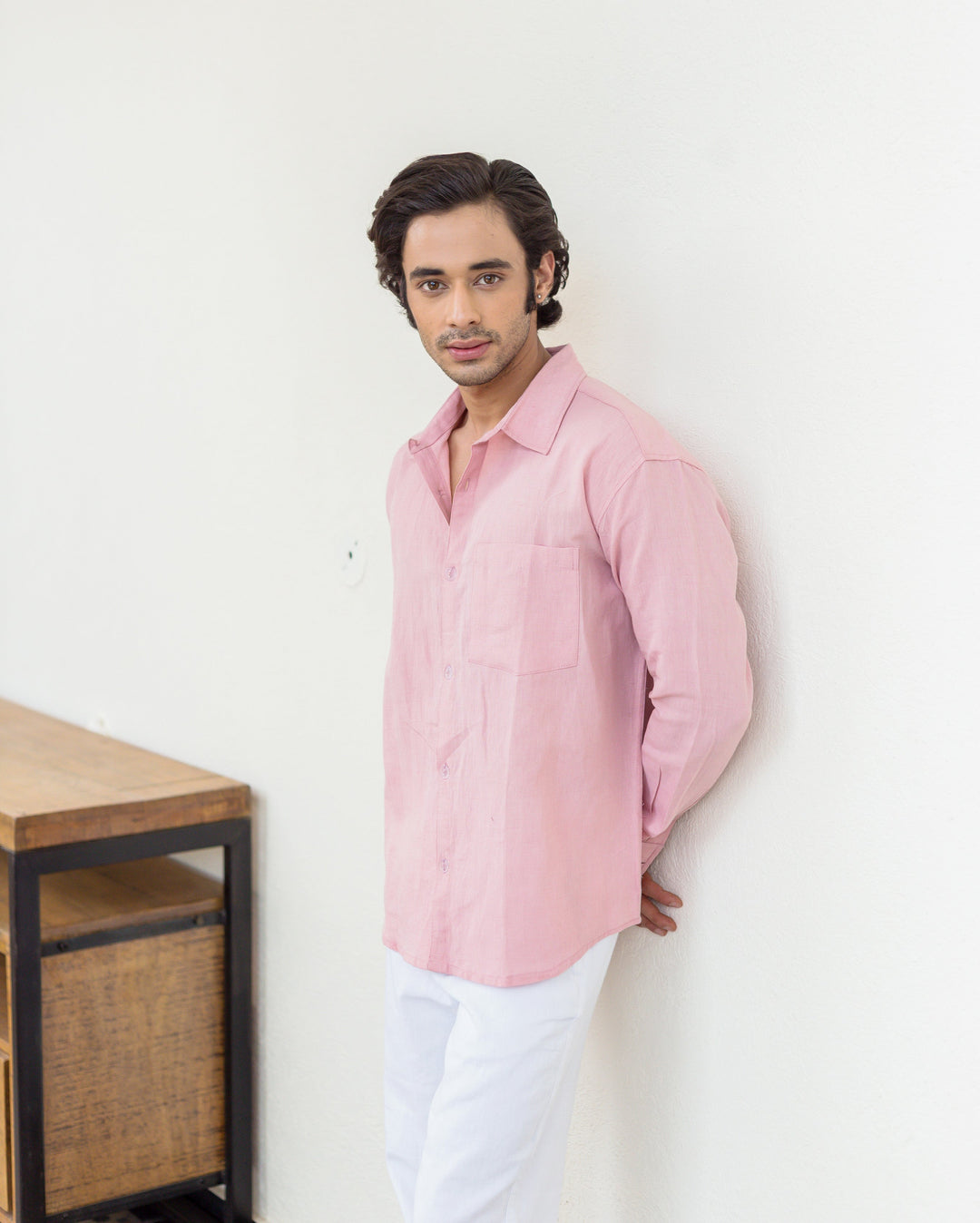 Rovik Nude Pink Cotton Flex Solid Shirt