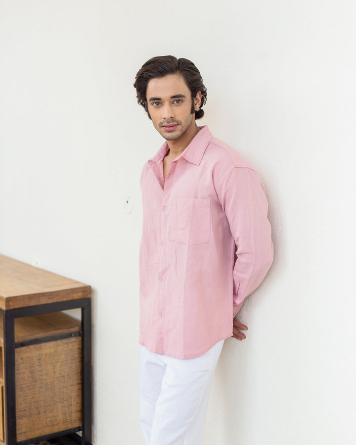 Rovik Nude Pink Cotton Flex Solid Shirt