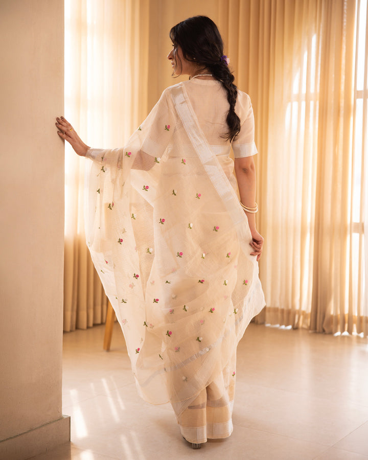 Lika Beige Doria Embroidered Saree