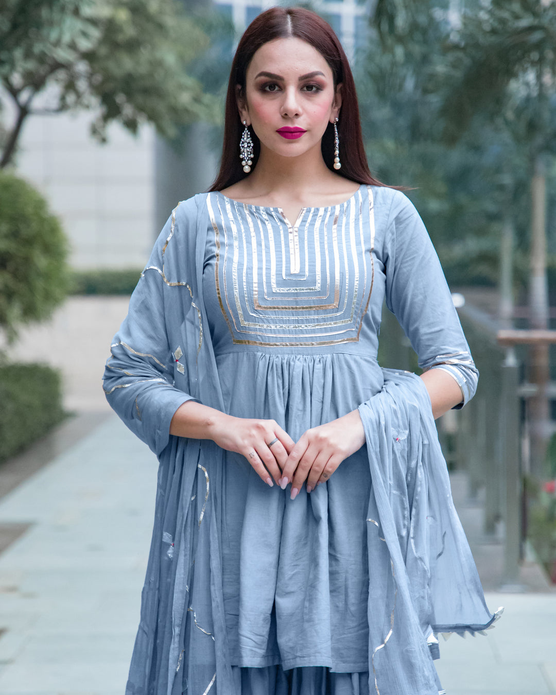 Powder Blue Gotapatti Sharara Set