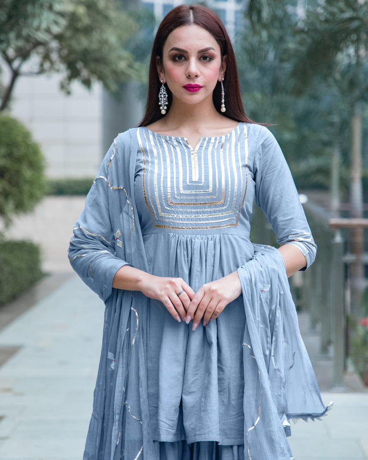 Powder Blue Gotapatti Sharara Set