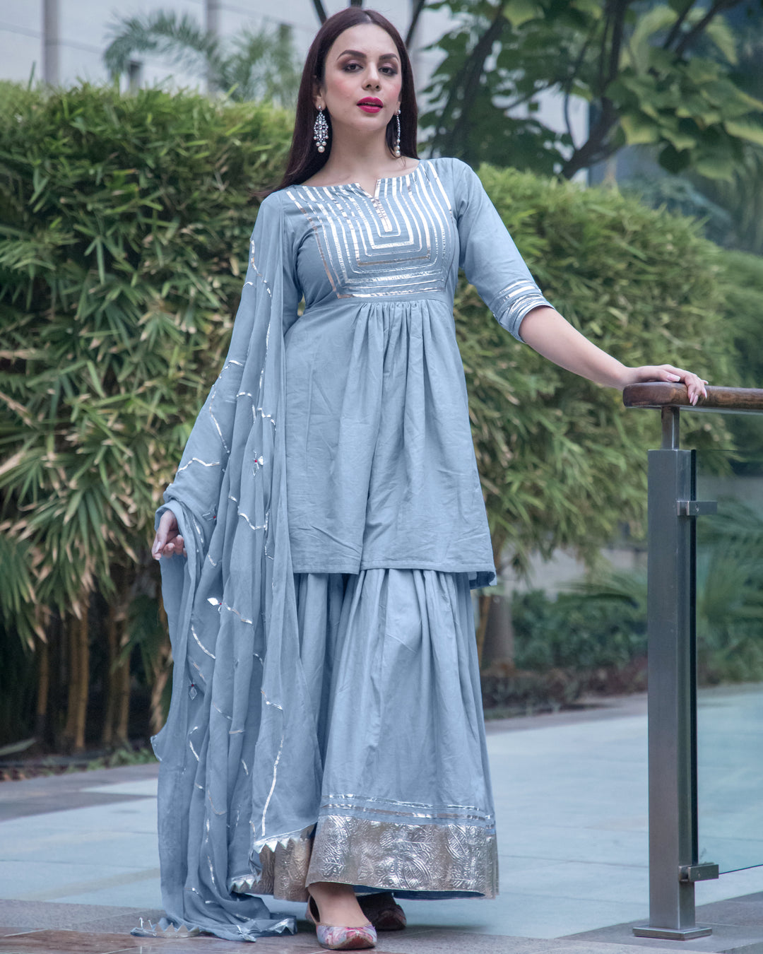 Powder Blue Gotapatti Sharara Set