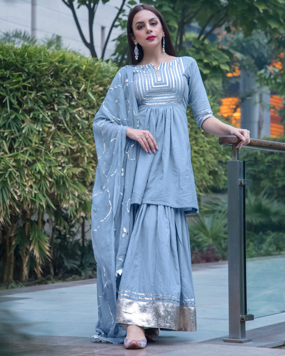 Powder Blue Gotapatti Sharara Set