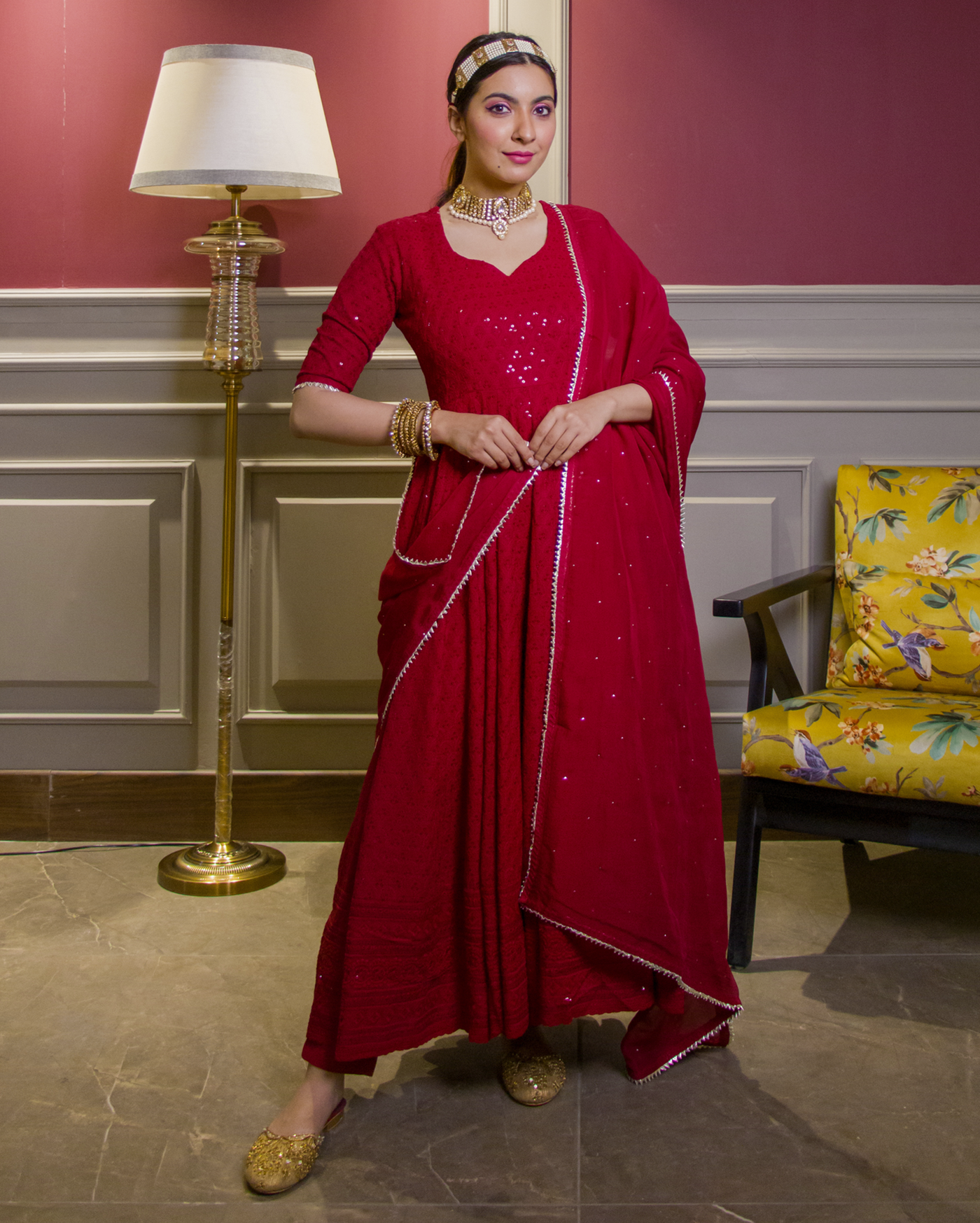 Kaina Embroidered Anarkali Set Dupatta