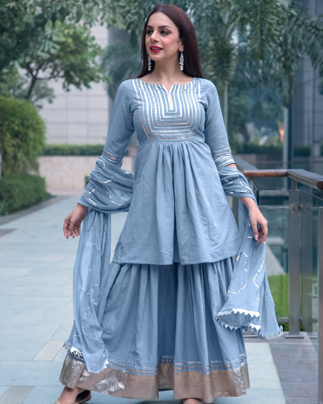 Powder Blue Gotapatti Sharara Set