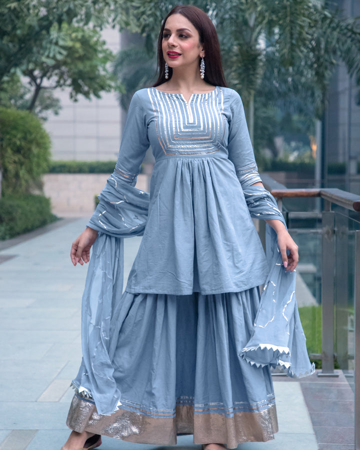 Powder Blue Gotapatti Sharara Set