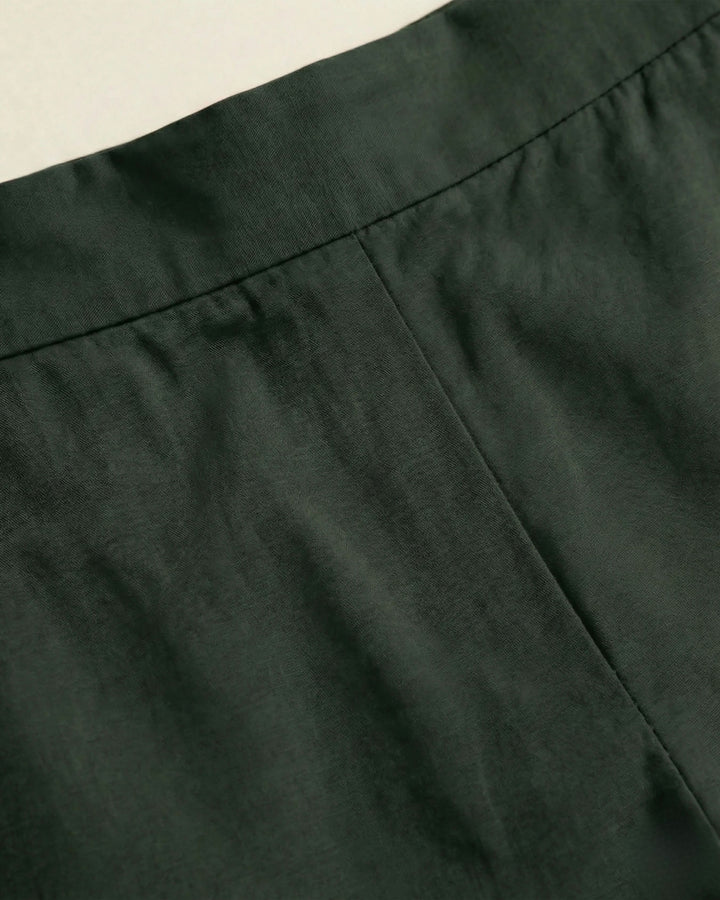 Mridul Dark Green Cotton Straight Pants