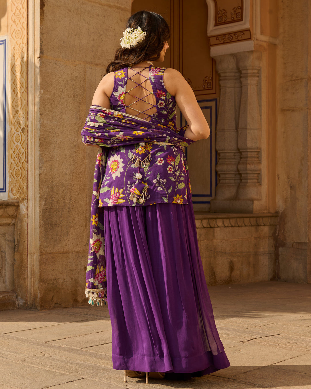 Deewan Purple Printed Georgette Suit Set
