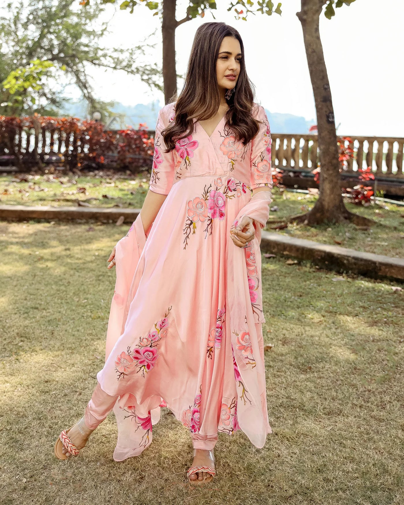 Moss Peach Handpainted Suit Set