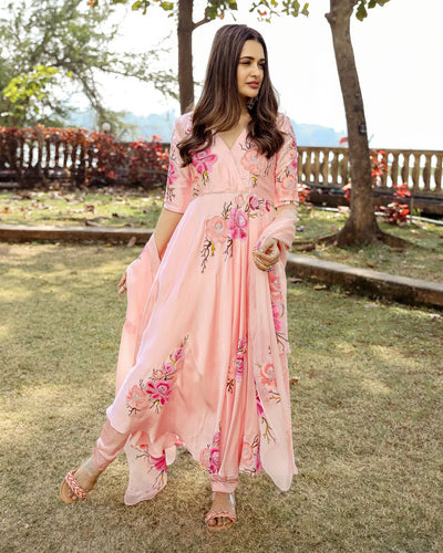 Moss Peach Handpainted Suit Set