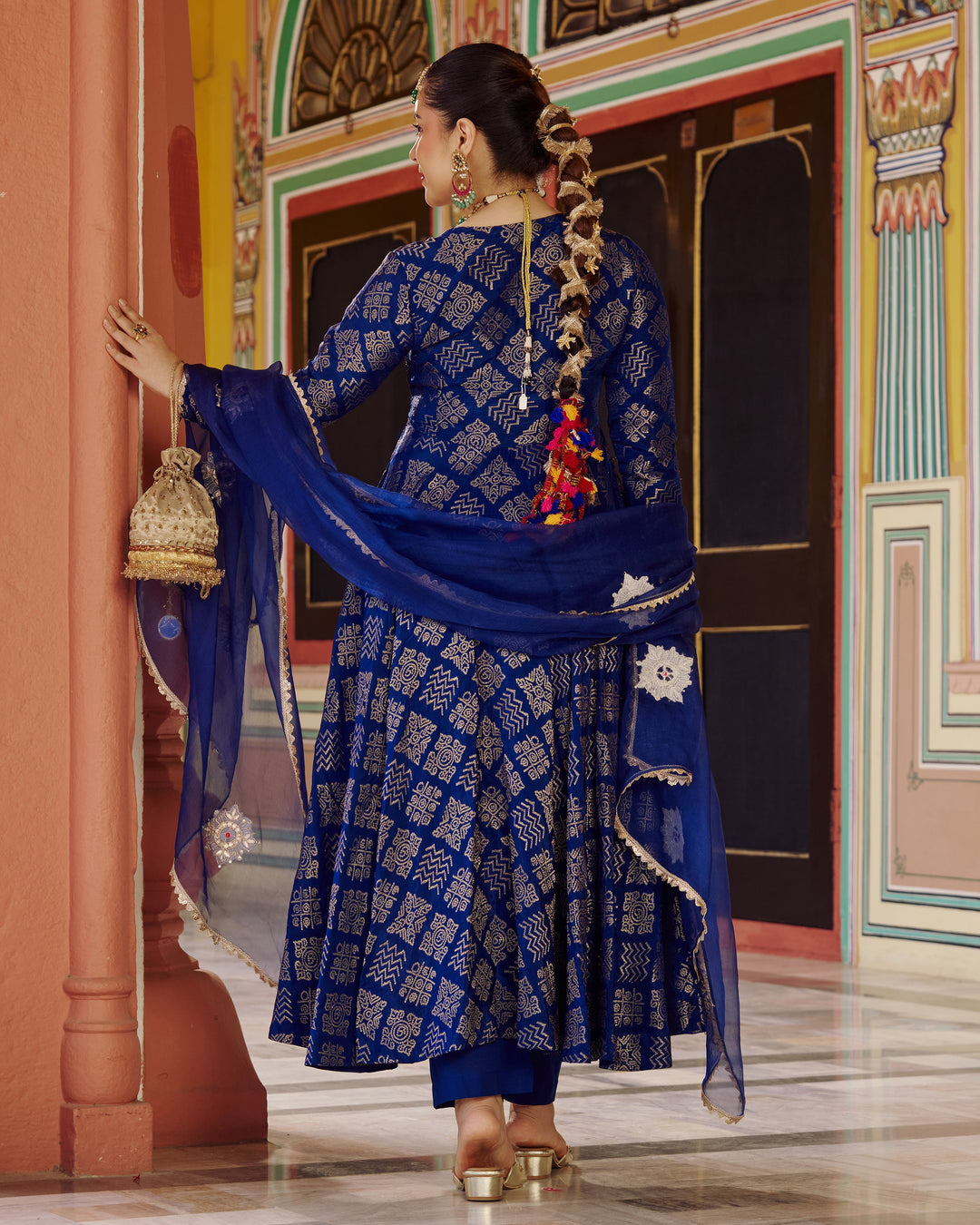 Vastra Blue Jacquard Suit Set
