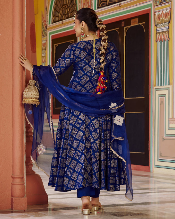 Vastra Blue Jacquard Suit Set
