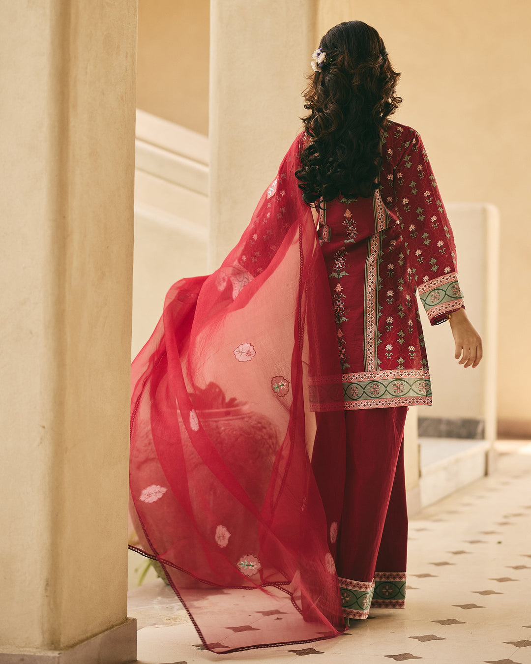Rina Maroon Cotton Printed Suit Set