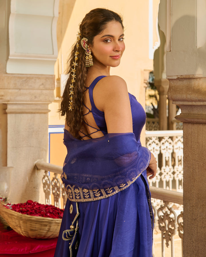 Meesha Purple Solid Satin Suit Set