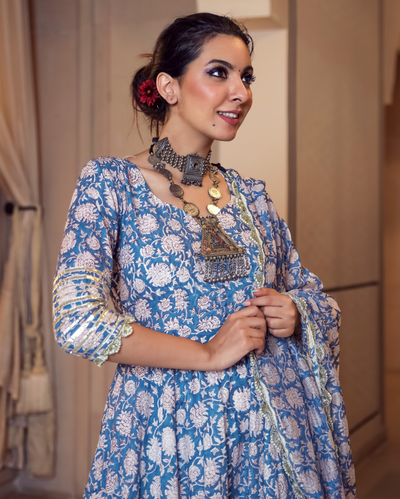 Tropical Sugar Handblock Gota Suit Set