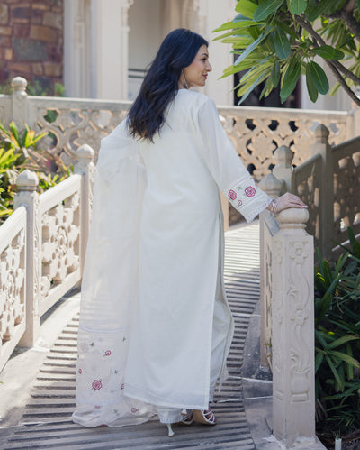 Fairy Dust White Embroidered Cotton Suit Set