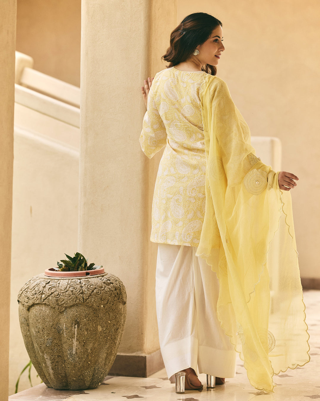 Samayra Butter Yellow Cotton Printed Farsi Salwar Set