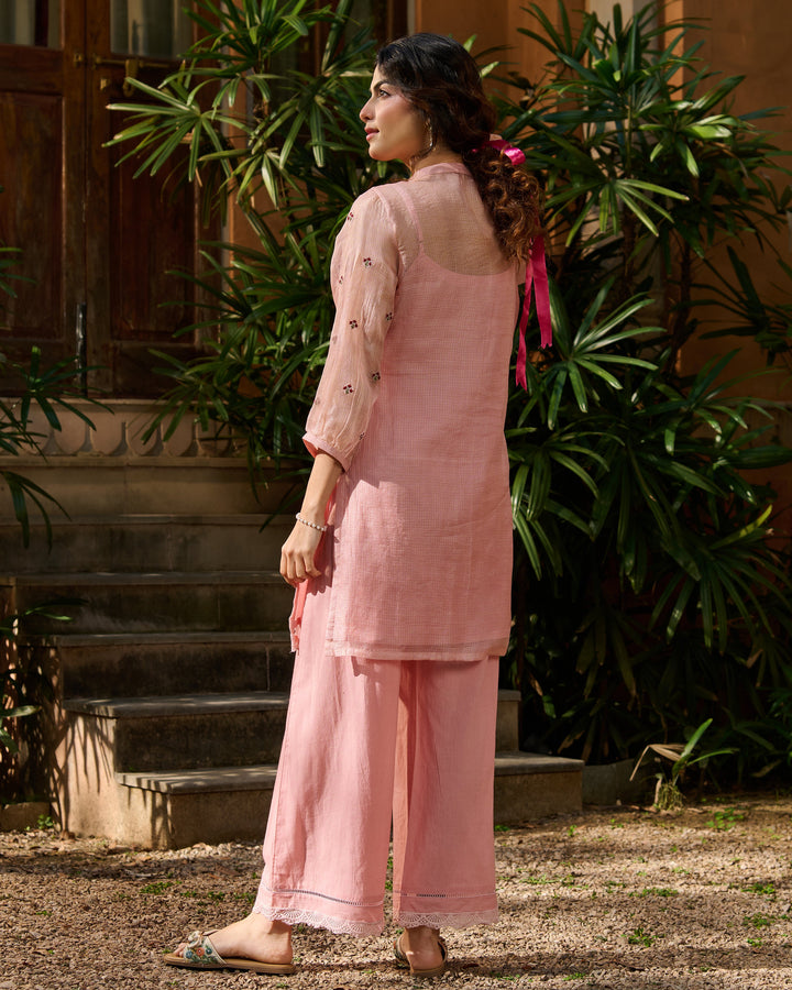 Jade Light Pink Embroidered Doria Kurta Set