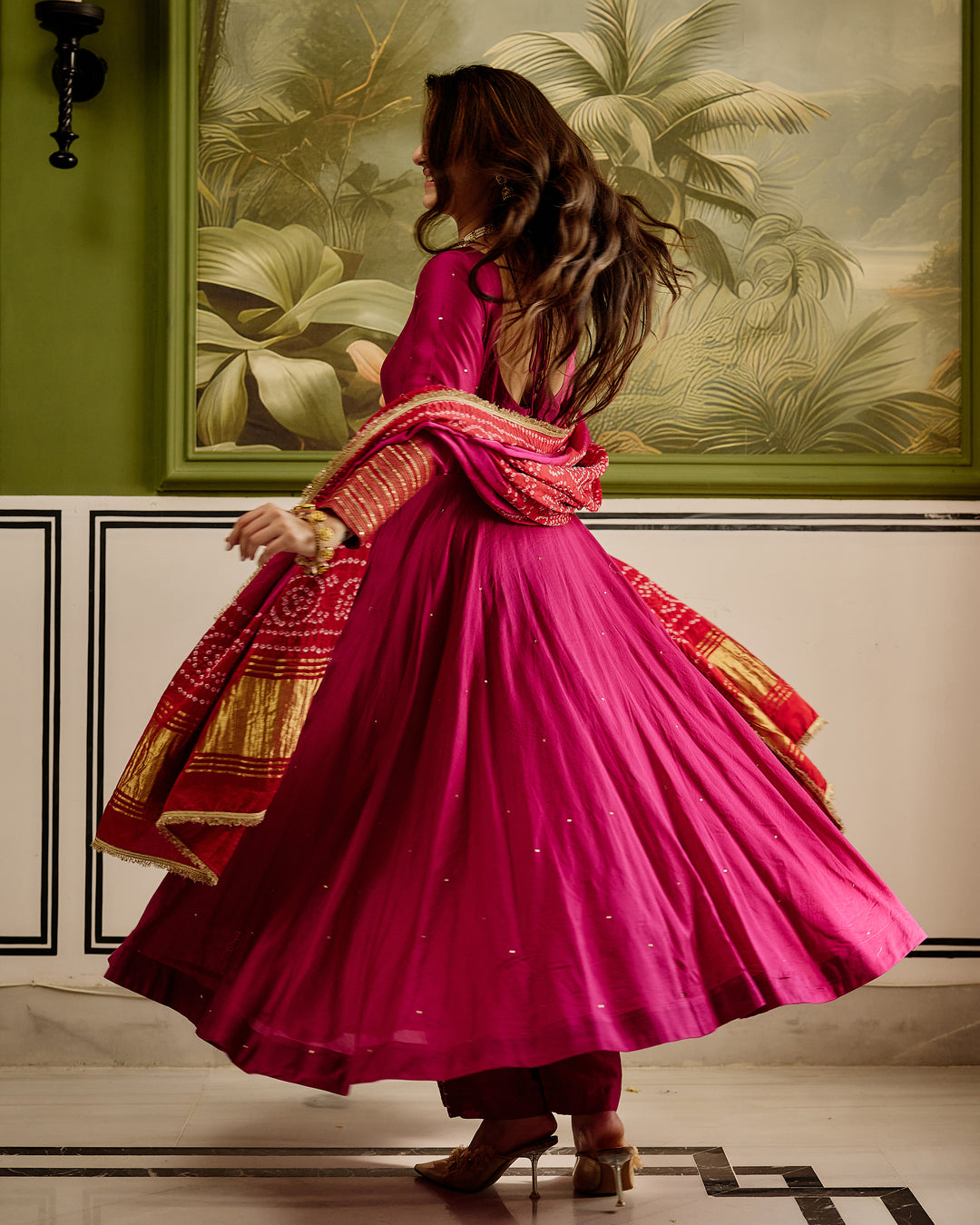Shagun Pink Embroidered Chanderi Suit Set
