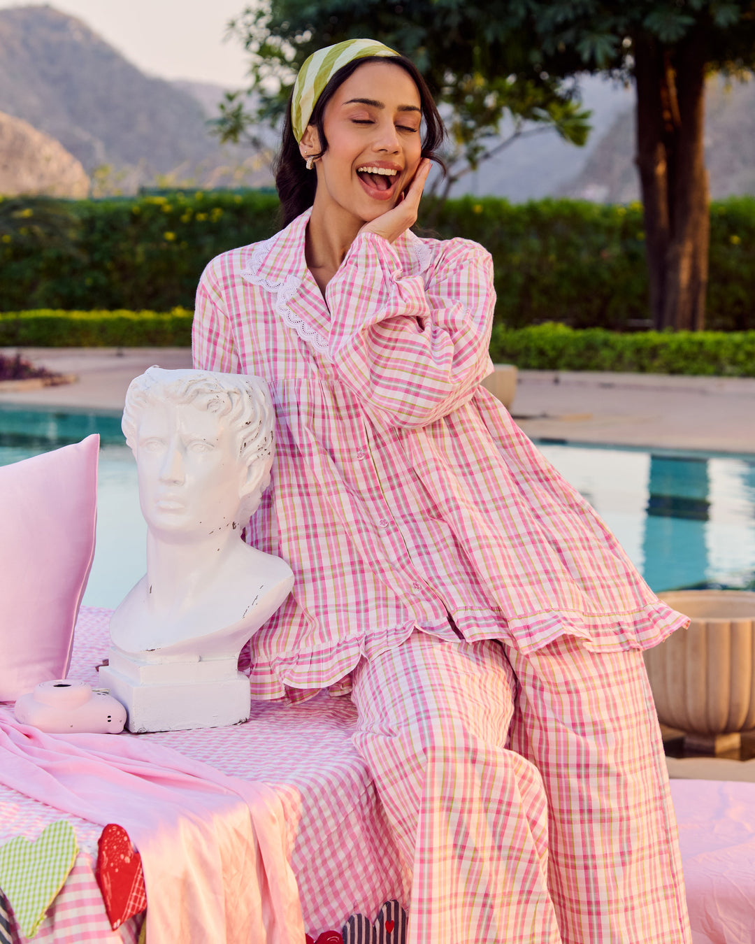 Kate Multi Cotton Checks Loungewear