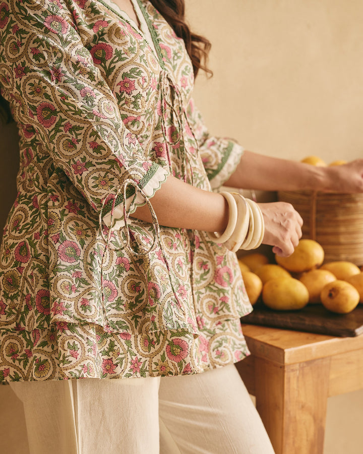 Kir White Cotton Printed Coord Set