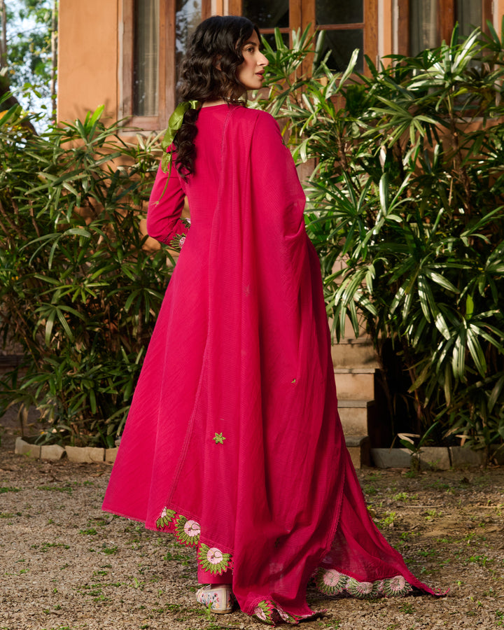 Saira Pink Embroidered Doria Suit Set