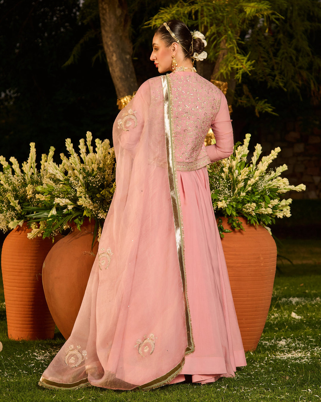 Aadhya Light Pink Embroidered Chanderi Suit Set