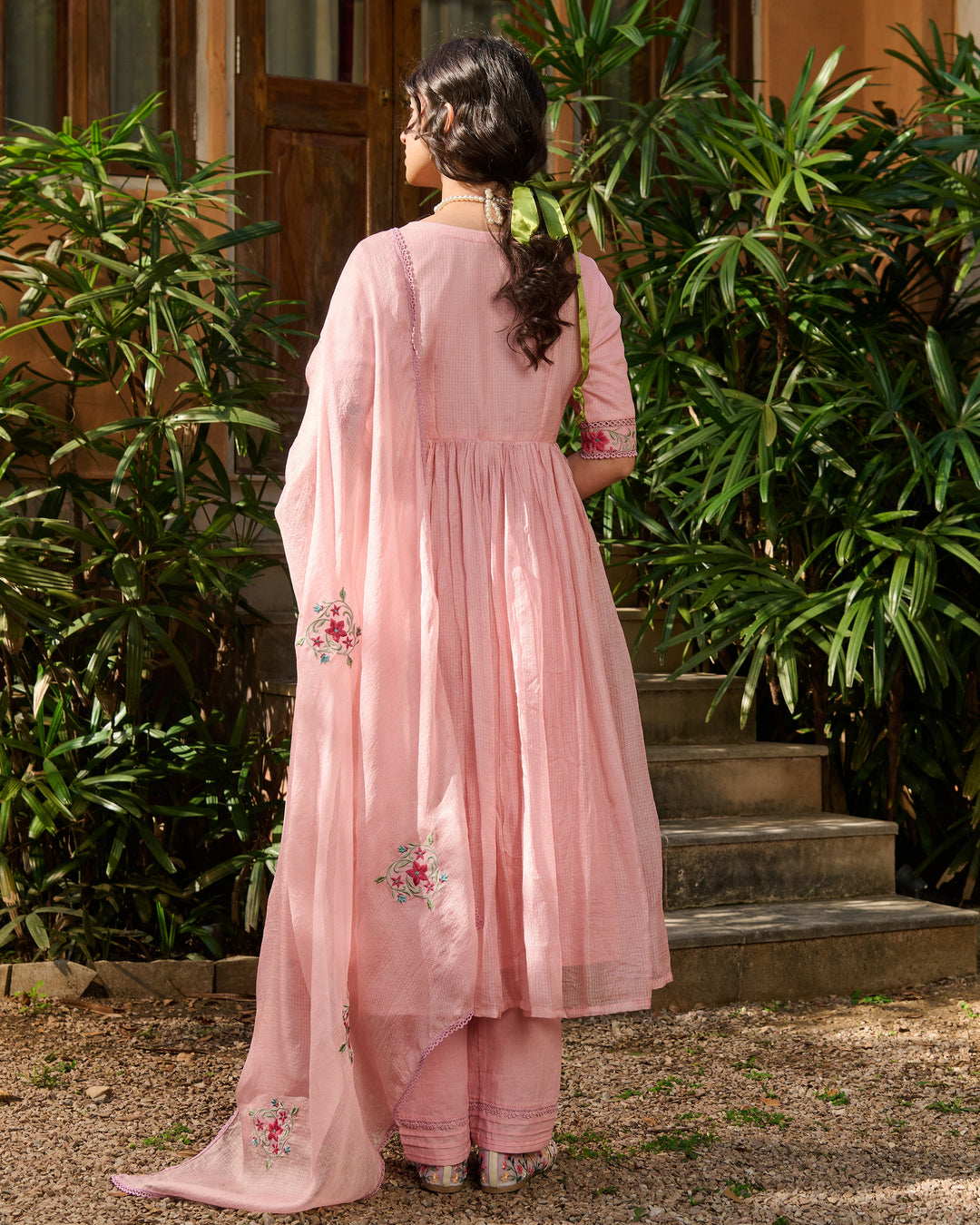 Aashna Pink Embroidered Doria Suit Set