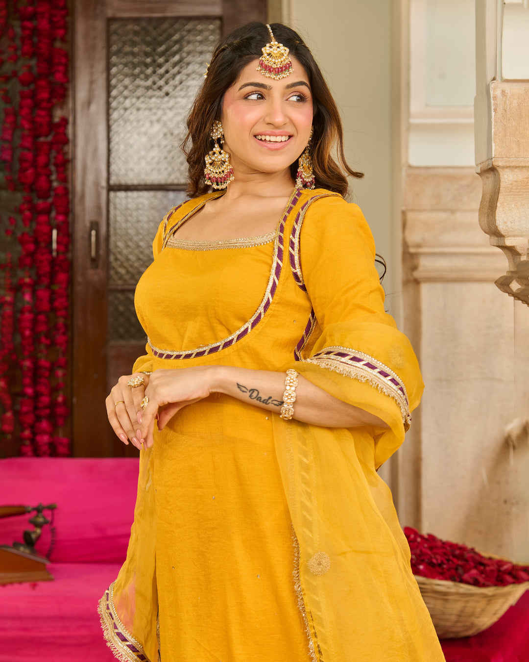 Zeal Mustard Solid Chanderi Suit Set