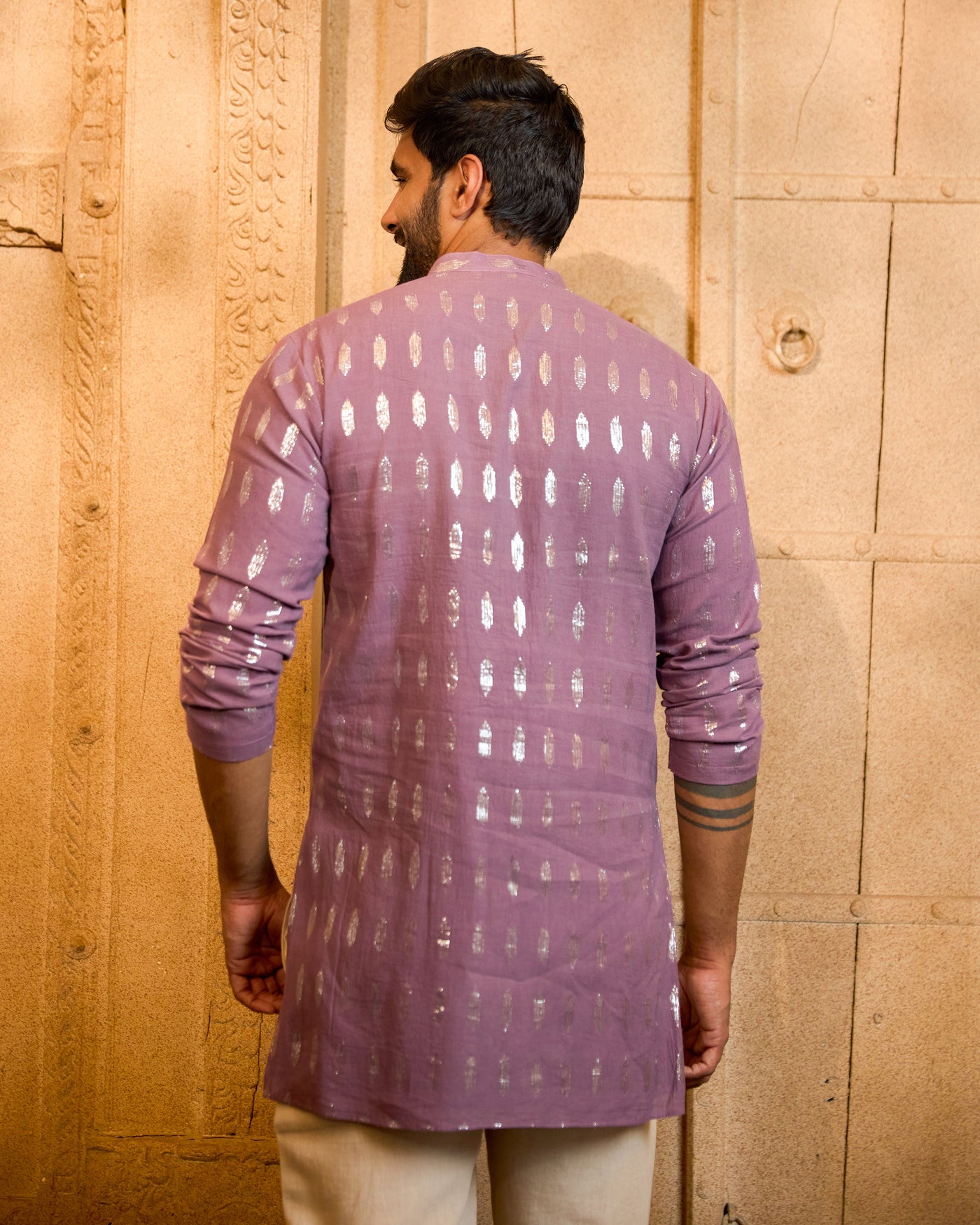 Pravah Mauve Knitted Lurex Kurta