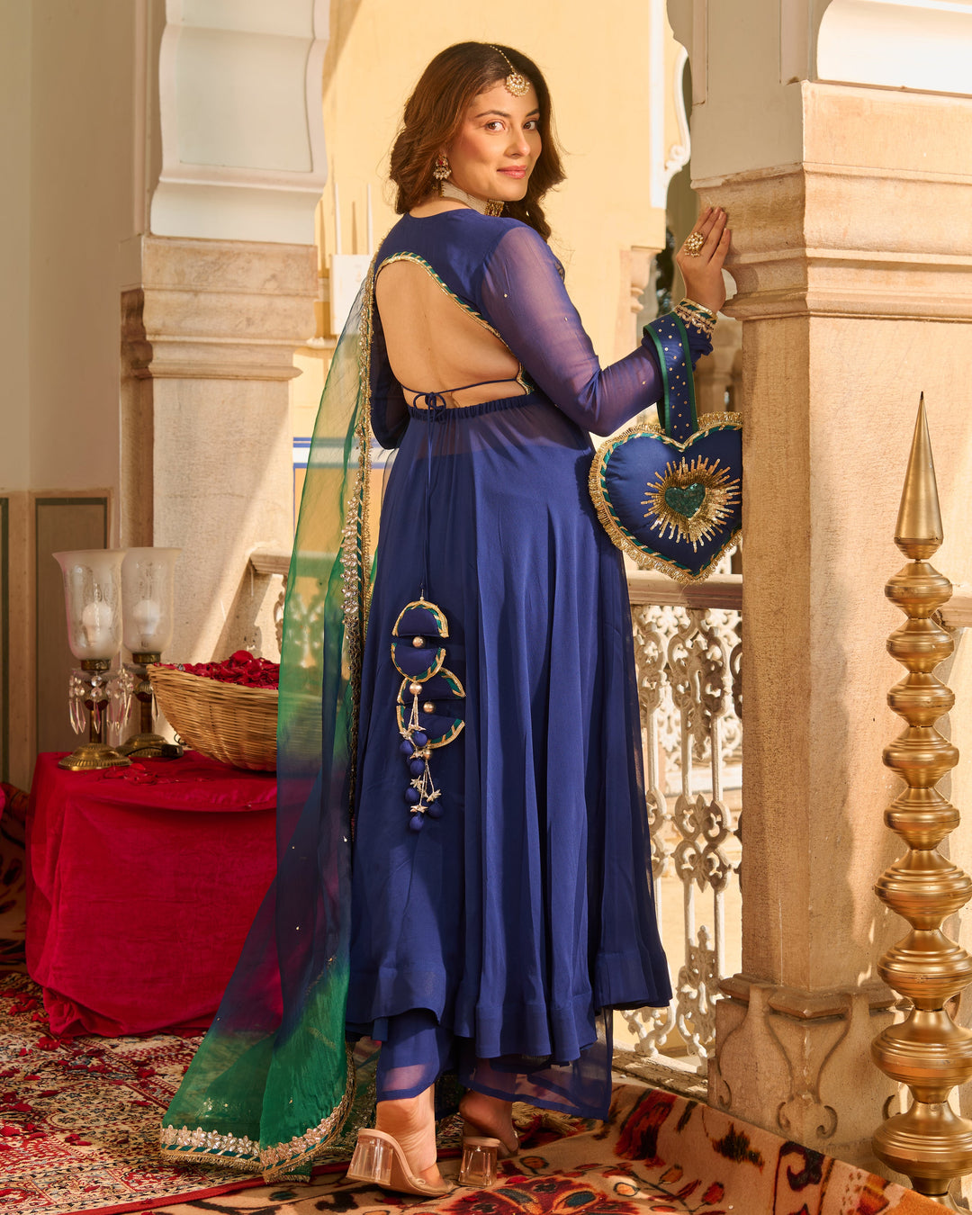 Sonata Blue Solid Georgette Suit Set