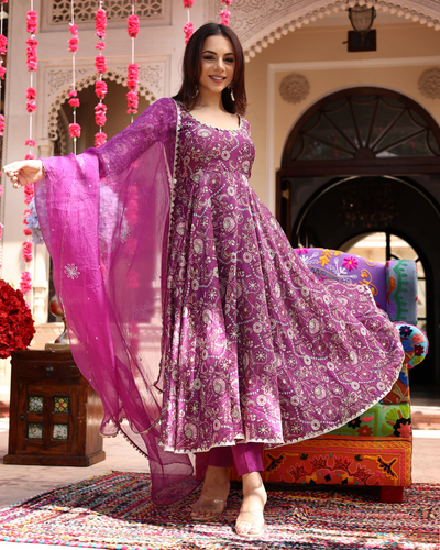 Sundari Royal Purple Womens Indo Western Brocade Wrap Party Dress –  Shadesofsabi