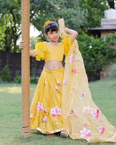 Daria Satin Handpainted Lehenga Set