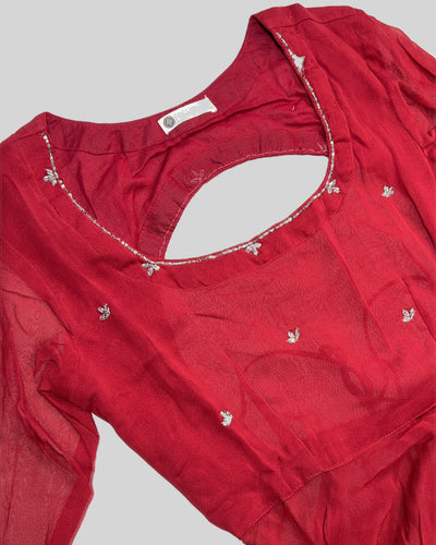 Maroon Blush Embroidered Georgette Suit Set