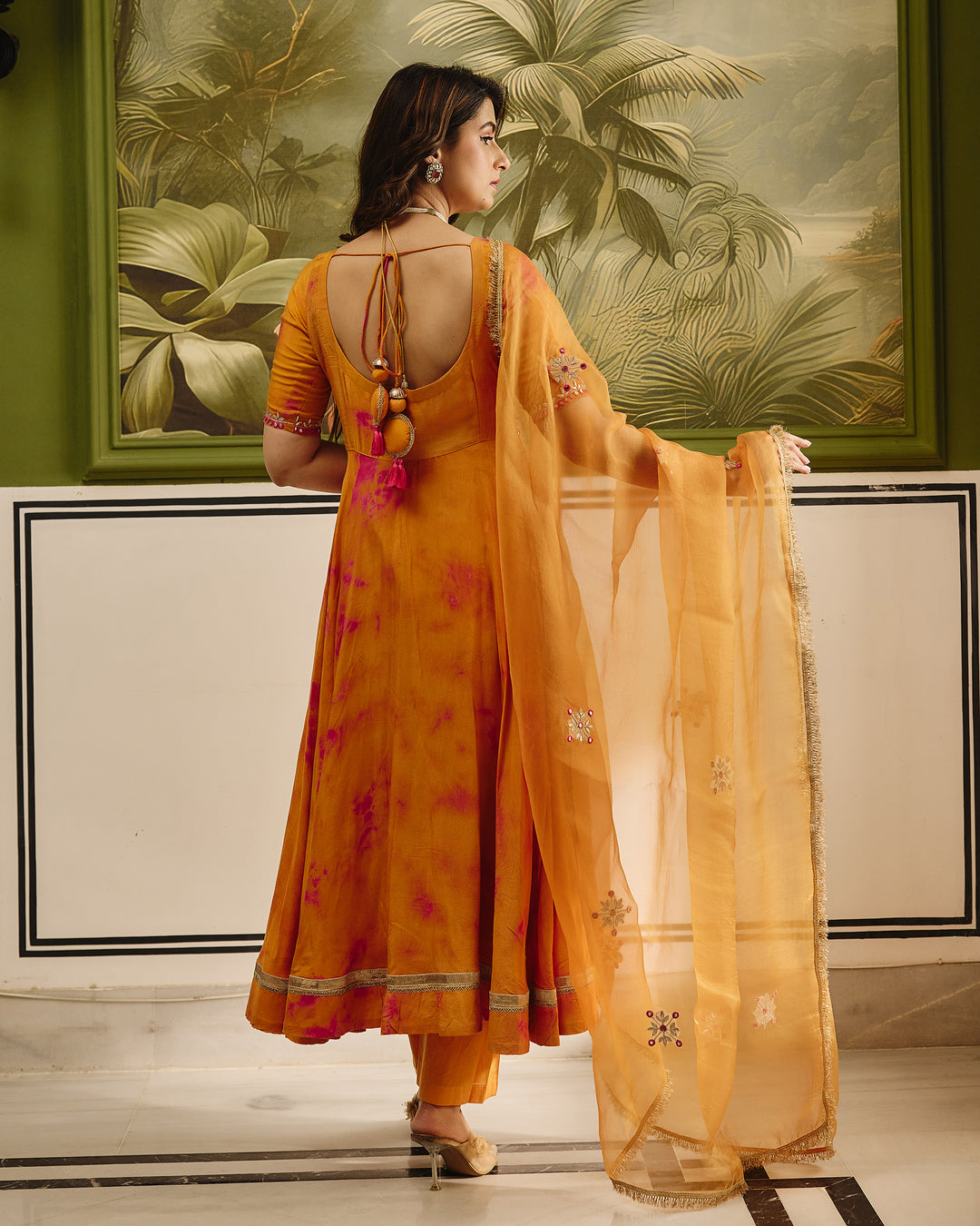 Sapna Orange Pink Tie Dye Muslin Suit Set