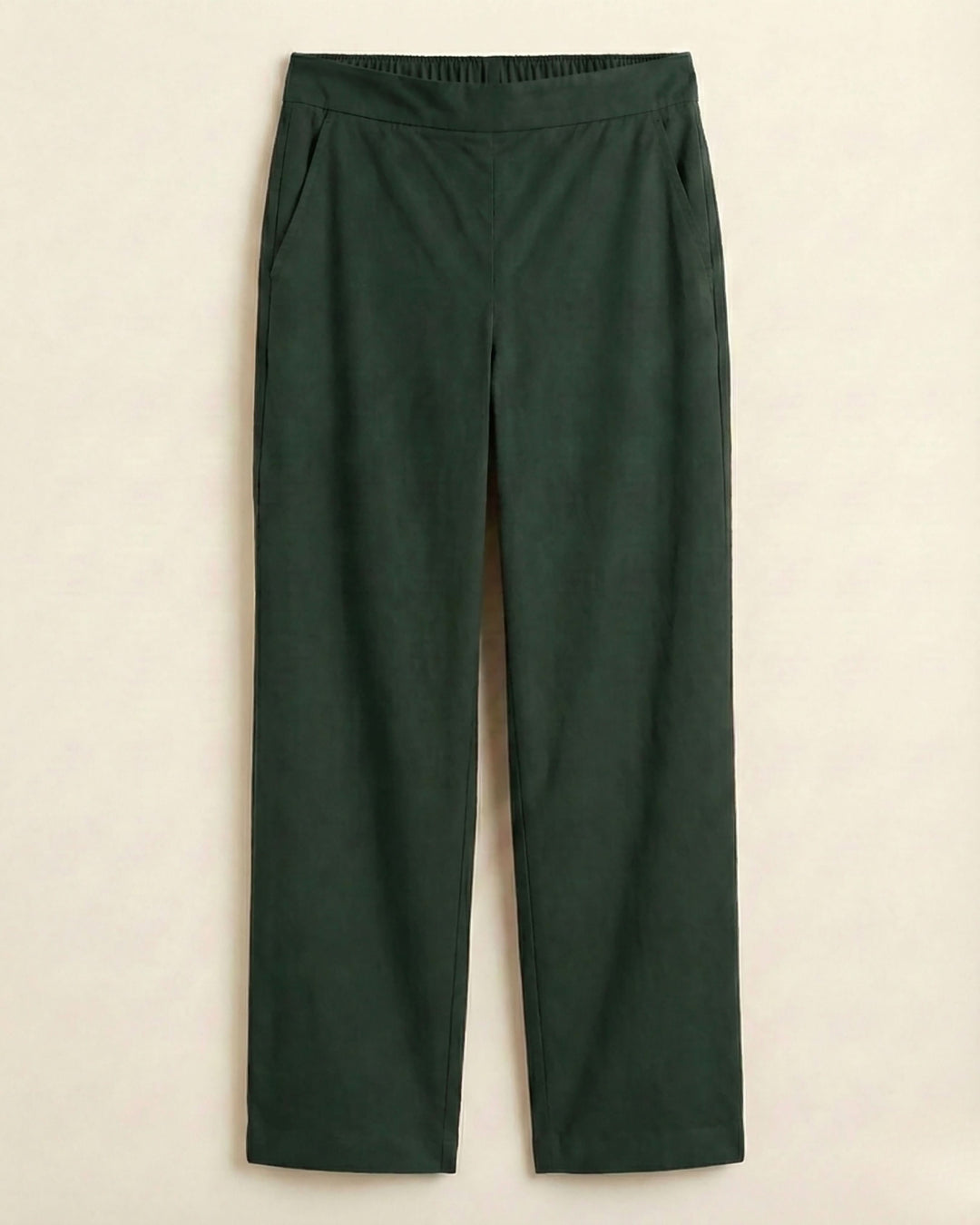 Mridul Dark Green Cotton Straight Pants
