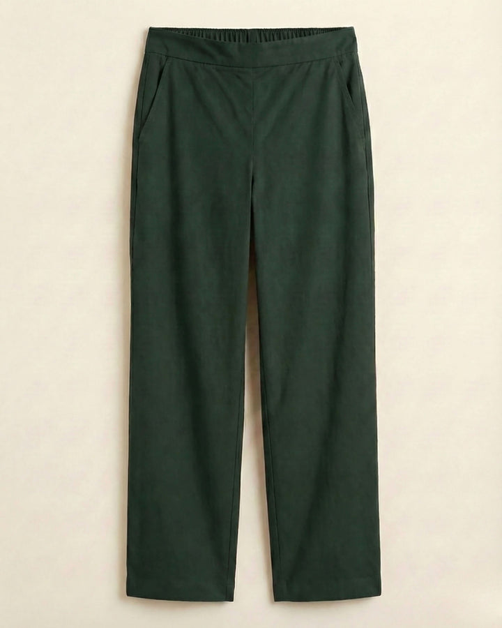 Mridul Dark Green Cotton Straight Pants