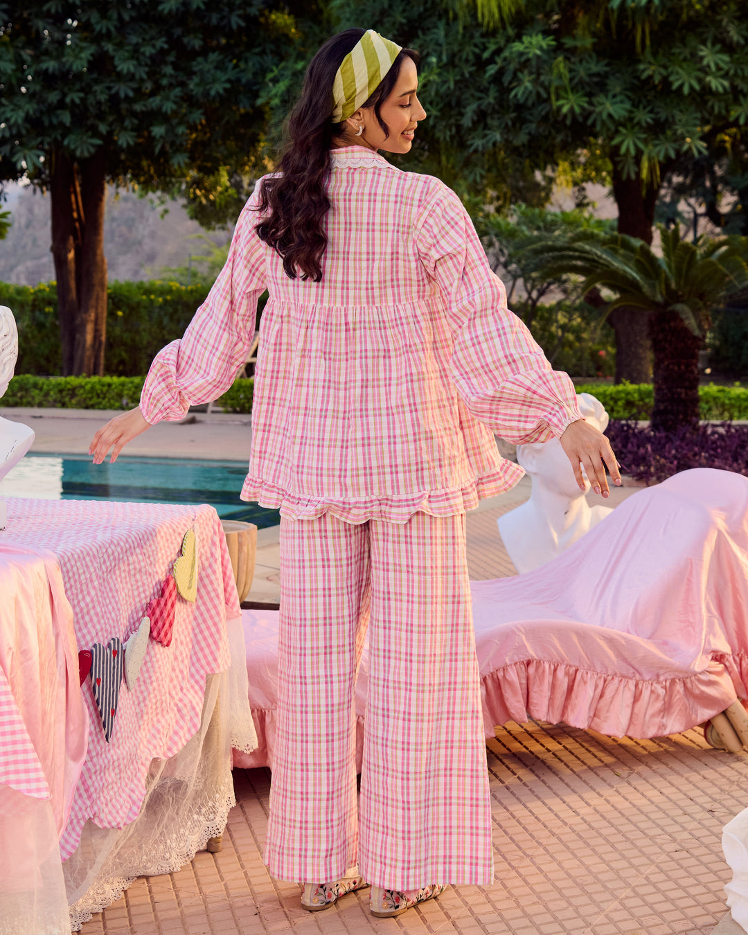 Kate Multi Cotton Checks Loungewear