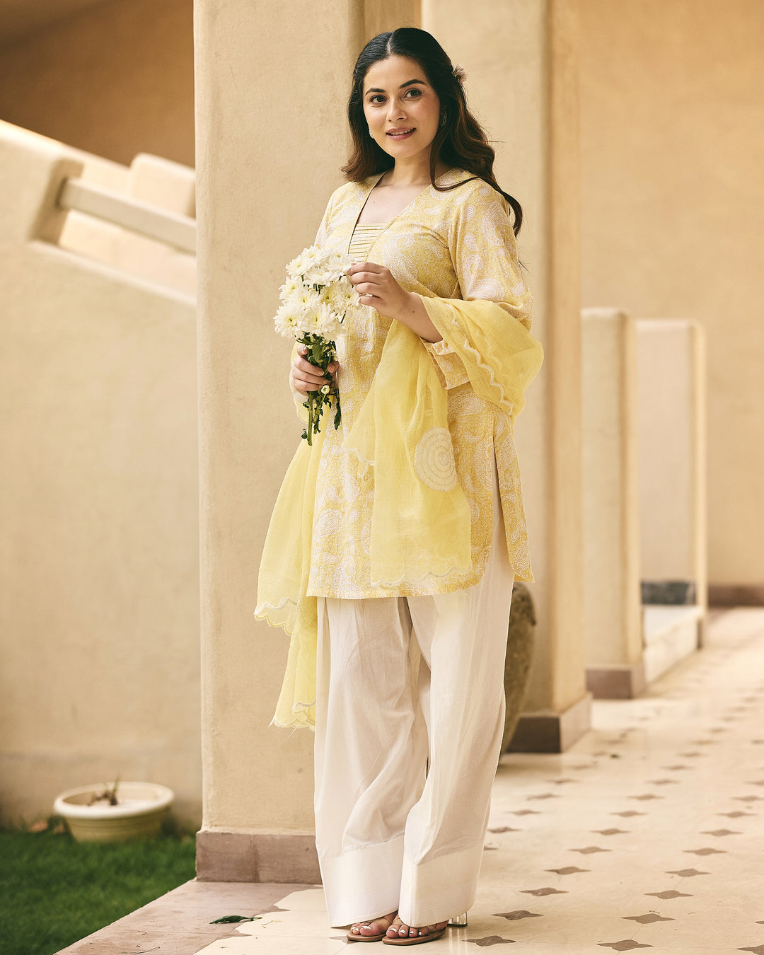 Samayra Butter Yellow Cotton Printed Farsi Salwar Set