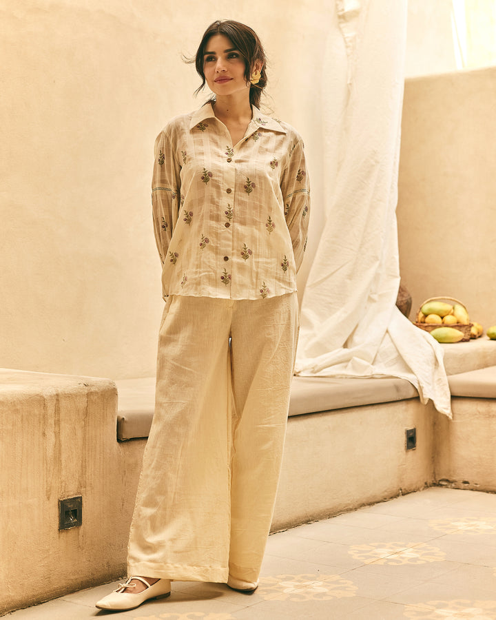 Roma Off White Cotton Big Checks Printed Coord Set