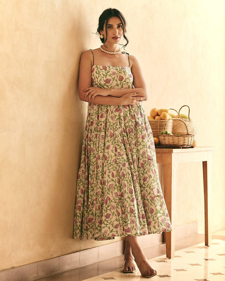 Satya White Cotton Printed Dress