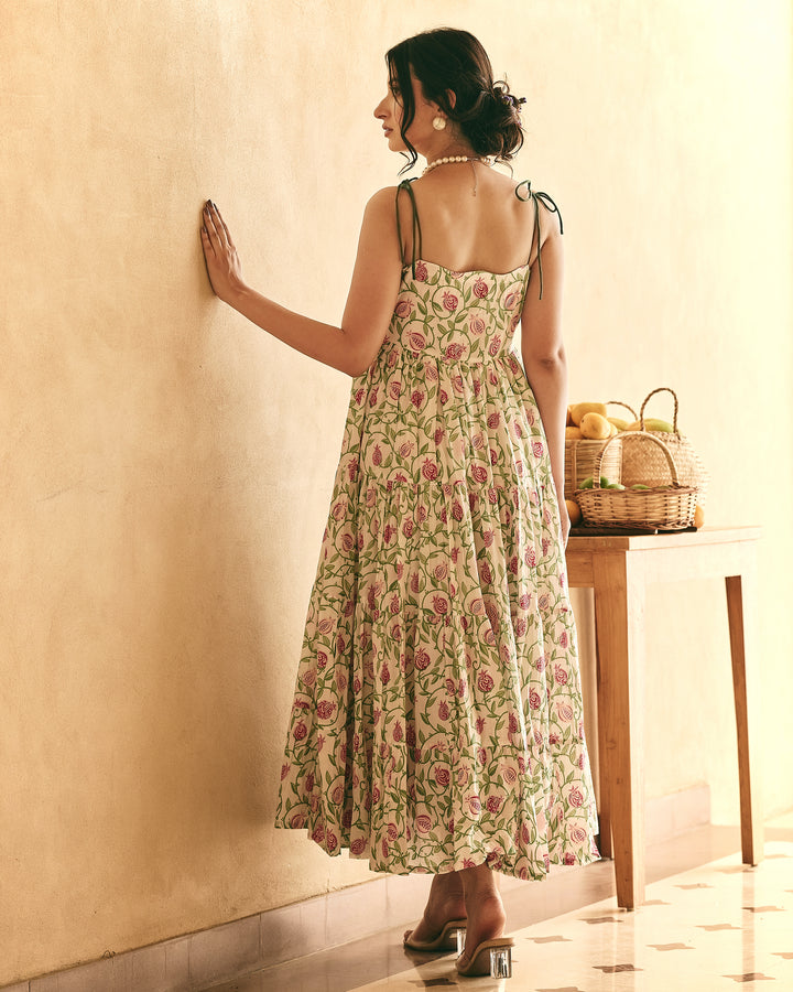 Satya White Cotton Printed Dress