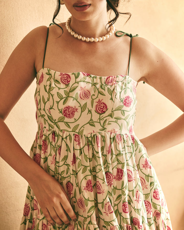 Satya White Cotton Printed Dress
