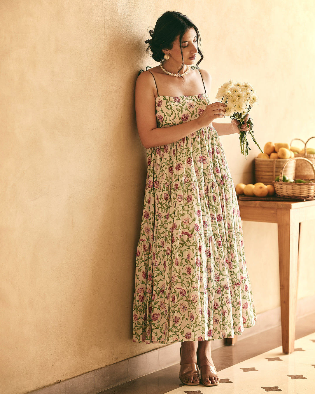 Satya White Cotton Printed Dress