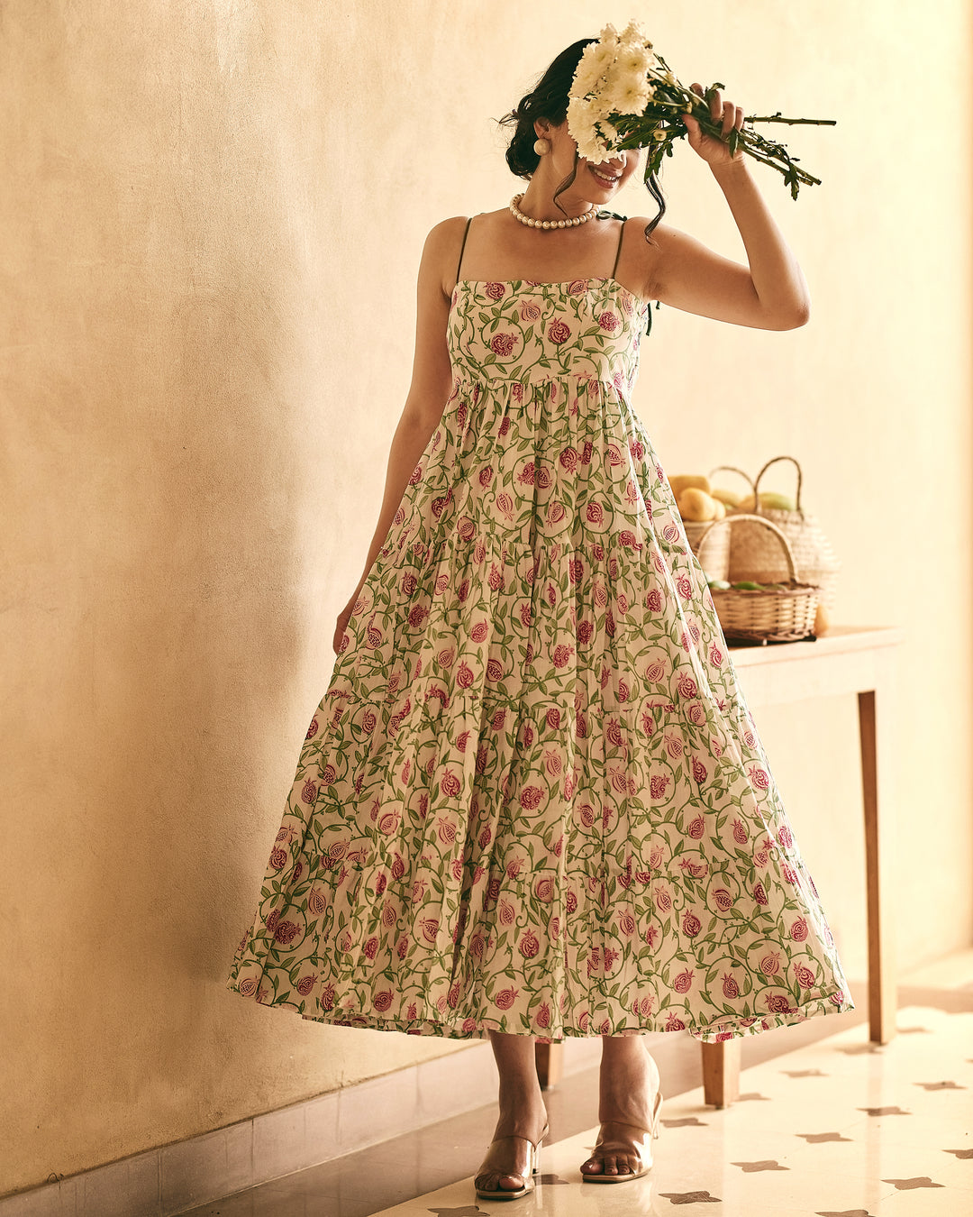 Satya White Cotton Printed Dress